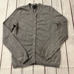 Bloomingdale's Cashmere Cardigan Womens Medium Gray Button Front Sweater